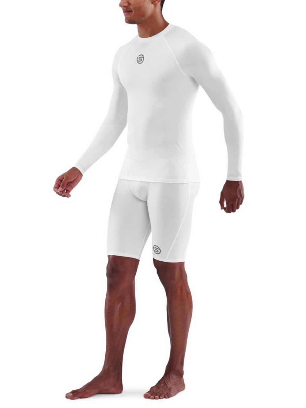 SKINS Men’s Long Sleeve Compression Top in White